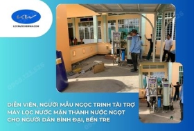 Diễn viên, người mẫu Ngọc Trinh tài trợ máy lọc nước mặn thành nước ngọt cho người dân Bình Đại, Bến Tre