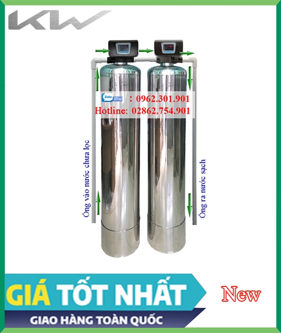 Bộ lọc nước inox 304 2 bình van tự động