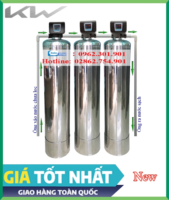 Bộ lọc nước inox 304 3 bình rửa lọc tự động